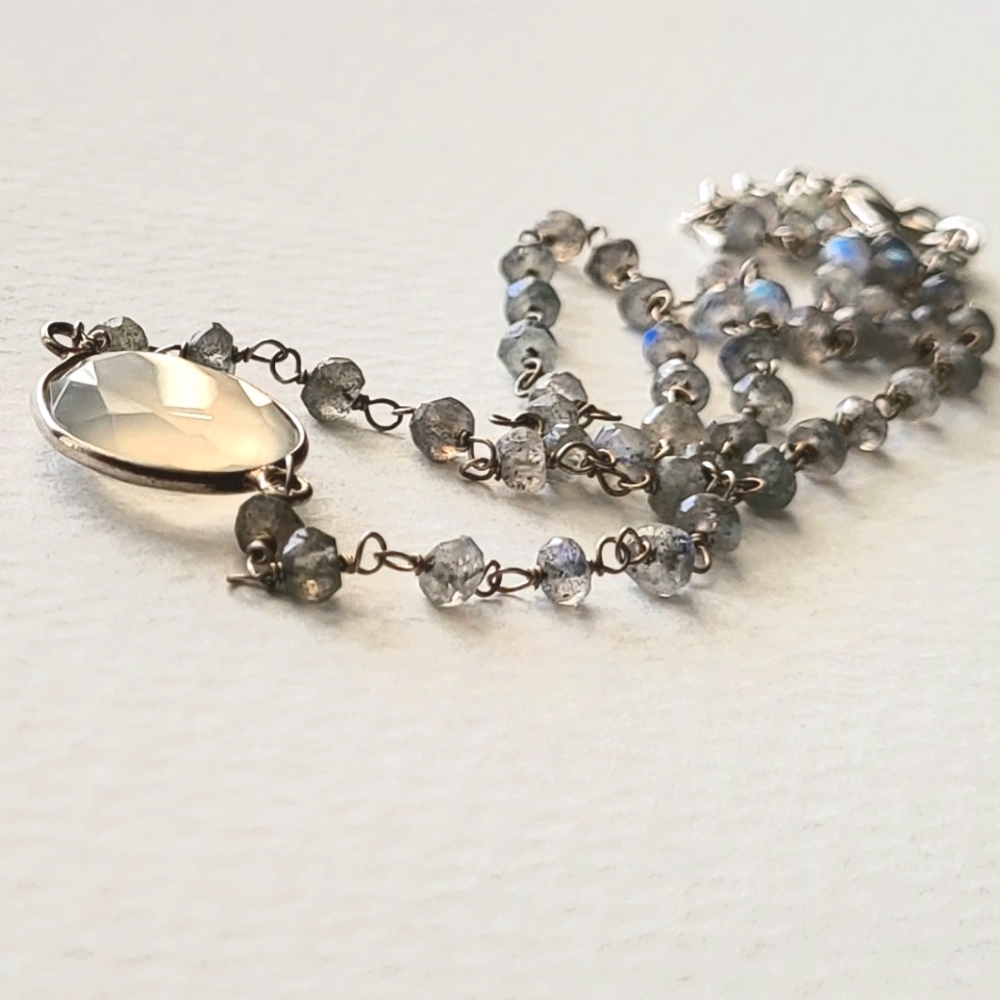 wire wrapped faceted labradorite necklace